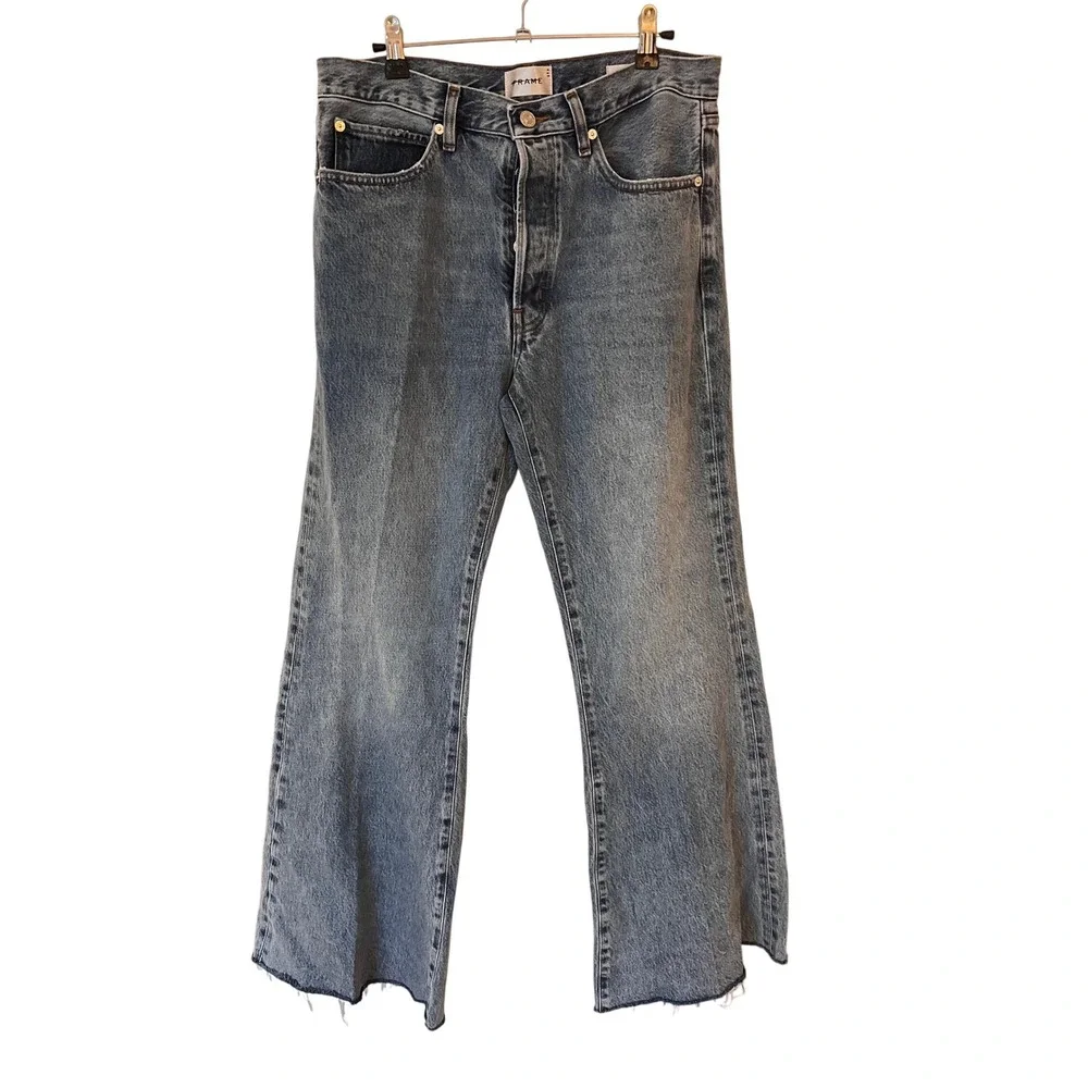 Frame The‎ Lax Mid-Rise Relaxed Flare Jeans Alderton Raw Fray Size 29 NWT NEW